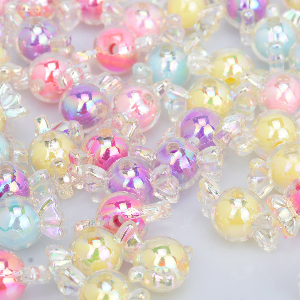 22*10mm Pastel Beads Candy Plastic Beads AB Translucent Glitter